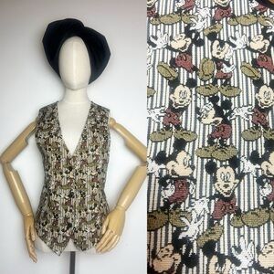 90s 90’s Vintage DISNEY MICKEY MOUSE Ribbed Expressions Cotton Vest M 38 Bust